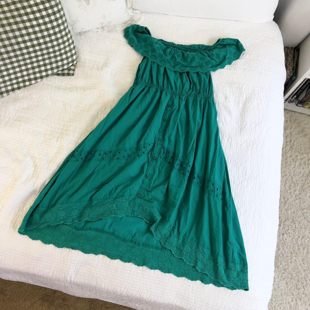 J GEE Teal Off Shoulder High Low Dress Women's Size XL